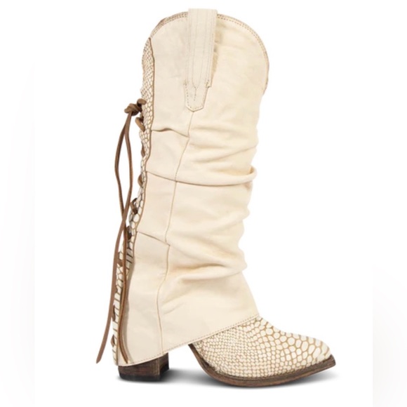 Freebird Jules Whitesnake Size 8 Genuine Leather Cream Lace Up Women's Boots - Picture 3 of 14